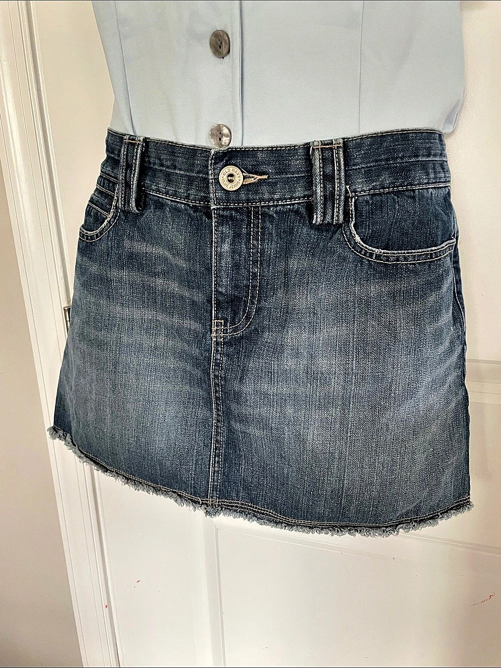 Y2K Vintage Old Navy Ultra Low Waist denim Jean Mini Skirt *original owner* Sz8